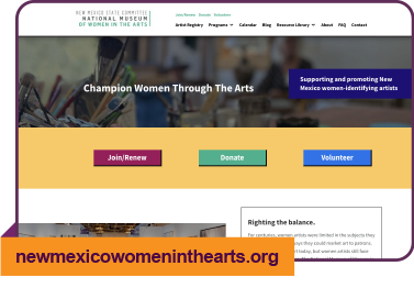 New Mexico Women in the Arts studio x website design for newmexicwomeninthearts.org